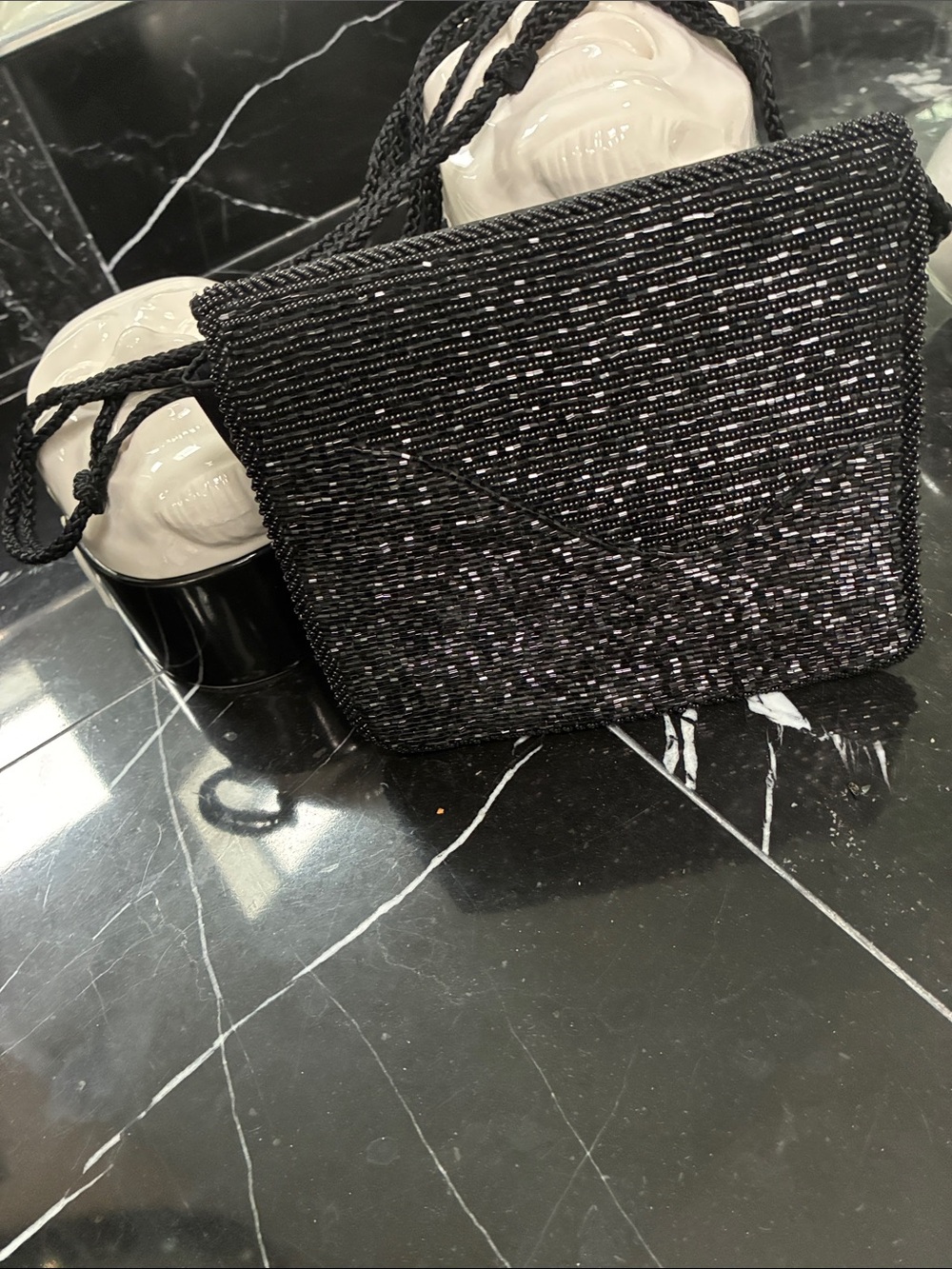 Diane Von Furstenberg Black Beaded Crossbody Bag - Elegant Evening Accessory